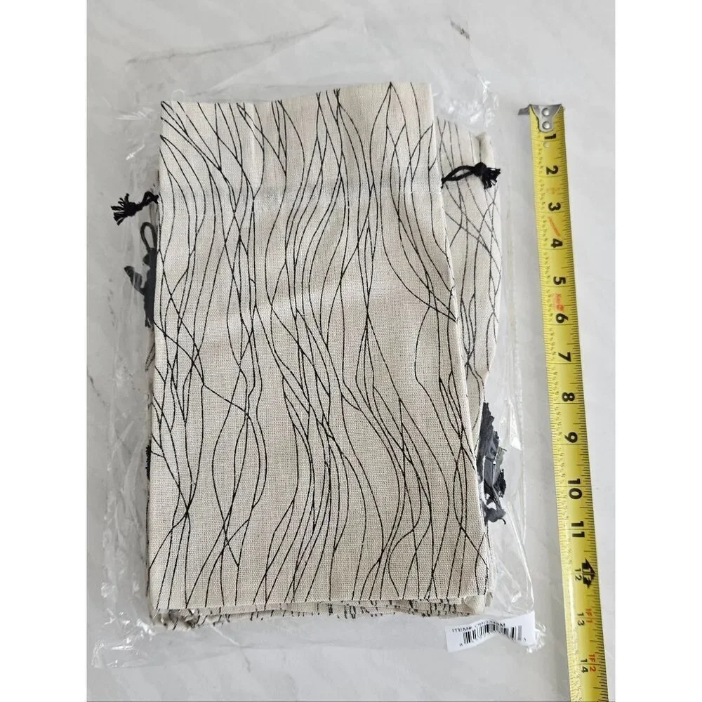 Beige and Black Drawstring Pouch Set Of 20 Large Size